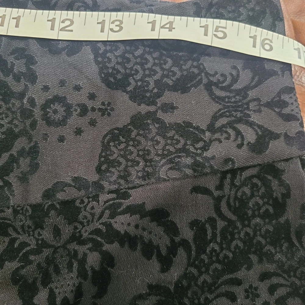 INC International‎ Concepts Black Damask Flocked Velvet Pants Womens 10 Mid Rise